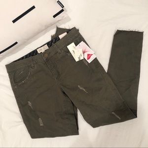 Nordstrom Jolt Olive green skinny step hem pants